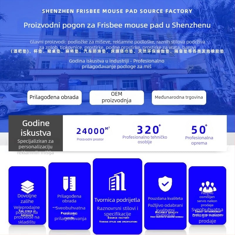 Prilagođena reklamna podloga za miš s logotipom, jednostrana, protuklizna, ispis toplinskim prijenosom, OEM-kompatibilno