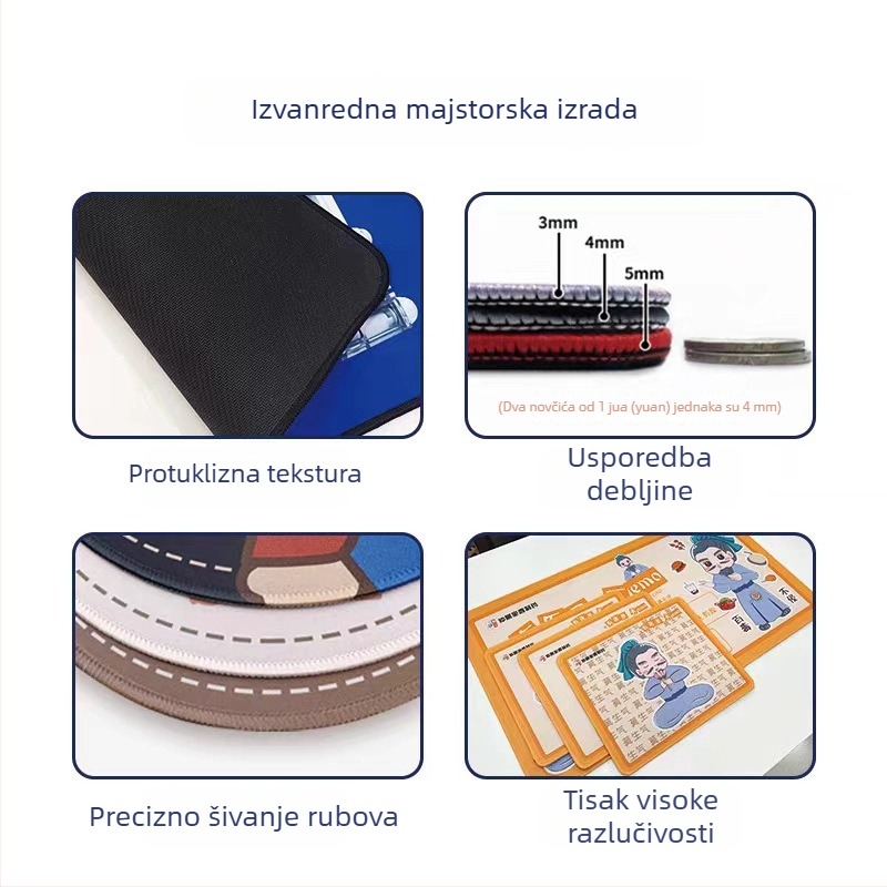 Prilagođena reklamna podloga za miš s logotipom, jednostrana, protuklizna, ispis toplinskim prijenosom, OEM-kompatibilno