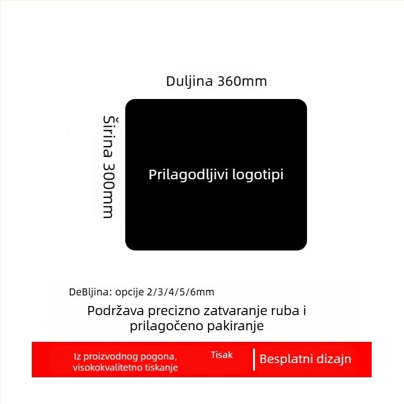 Prilagođena reklamna podloga za miš s logotipom, jednostrana, protuklizna, ispis toplinskim prijenosom, OEM-kompatibilno