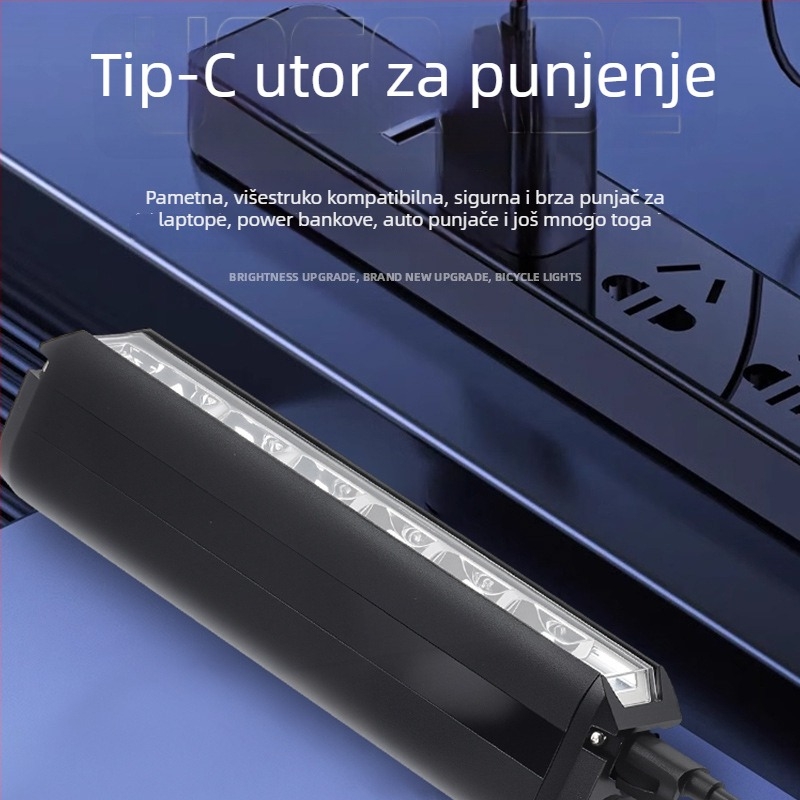 Gelin USB-C punjivo prednje svjetlo za bicikl, aluminijska legura, 2600 lumena, noćna vožnja, montaža vijcima