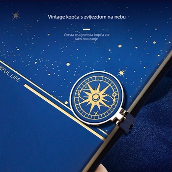 Hancheng bilježnica Starry Sky s kožnim izgledom, žičano spajanje, Dowling papir, 80 g/m2, 200–300 stranica, poslovni uredski stil