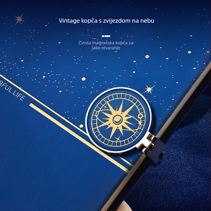 Hancheng bilježnica Starry Sky s kožnim izgledom, žičano spajanje, Dowling papir, 80 g/m2, 200–300 stranica, poslovni uredski stil