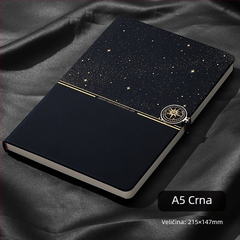 Hancheng bilježnica Starry Sky s kožnim izgledom, žičano spajanje, Dowling papir, 80 g/m2, 200–300 stranica, poslovni uredski stil