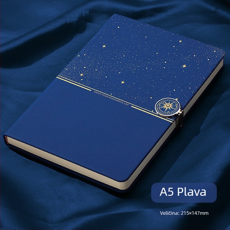 Hancheng bilježnica Starry Sky s kožnim izgledom, žičano spajanje, Dowling papir, 80 g/m2, 200–300 stranica, poslovni uredski stil
