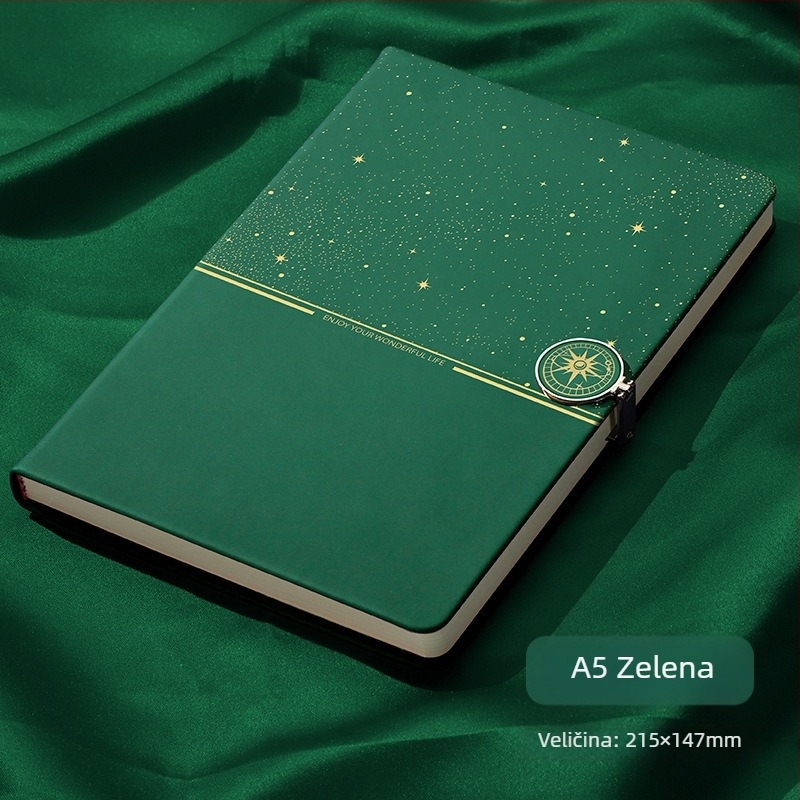Hancheng bilježnica Starry Sky s kožnim izgledom, žičano spajanje, Dowling papir, 80 g/m2, 200–300 stranica, poslovni uredski stil