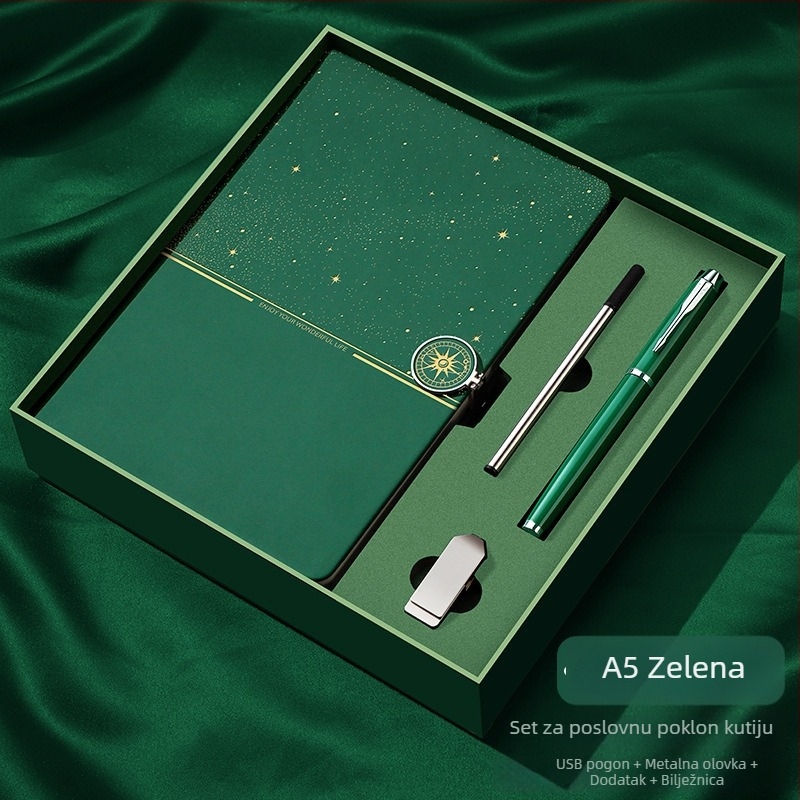Hancheng bilježnica Starry Sky s kožnim izgledom, žičano spajanje, Dowling papir, 80 g/m2, 200–300 stranica, poslovni uredski stil