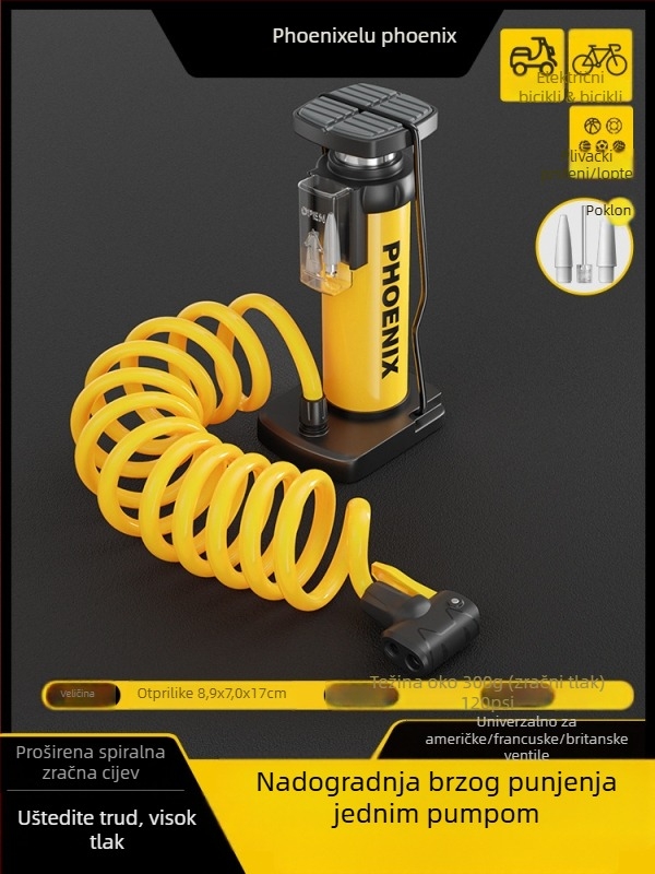 Pedalna ručna pumpa za zrak za bicikl, prijenosna, visokotlačna, za kućnu upotrebu