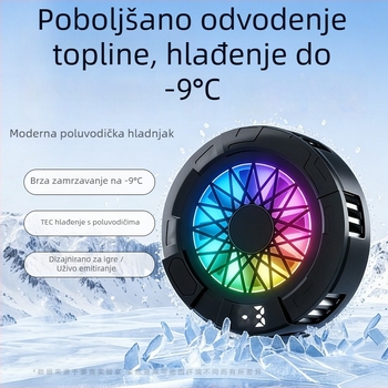 Klip za hlađenje mobitela sa magnetskim pričvršćivanjem – SR-018, 15W (5V 3A), ABS+ aluminijska legura, USB-C, 64 g, za igrice i prijenos uživo