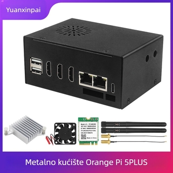 Orange Pi 5 Plus metalno kućište s ventilatorom i aluminijskim hladnjakom, Bluetooth modul i antena