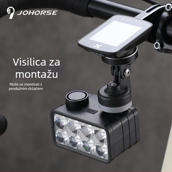 JOHORSE Osam LED prednja svjetiljka za bicikl – punjiva, vodootporna, za planinski bicikl