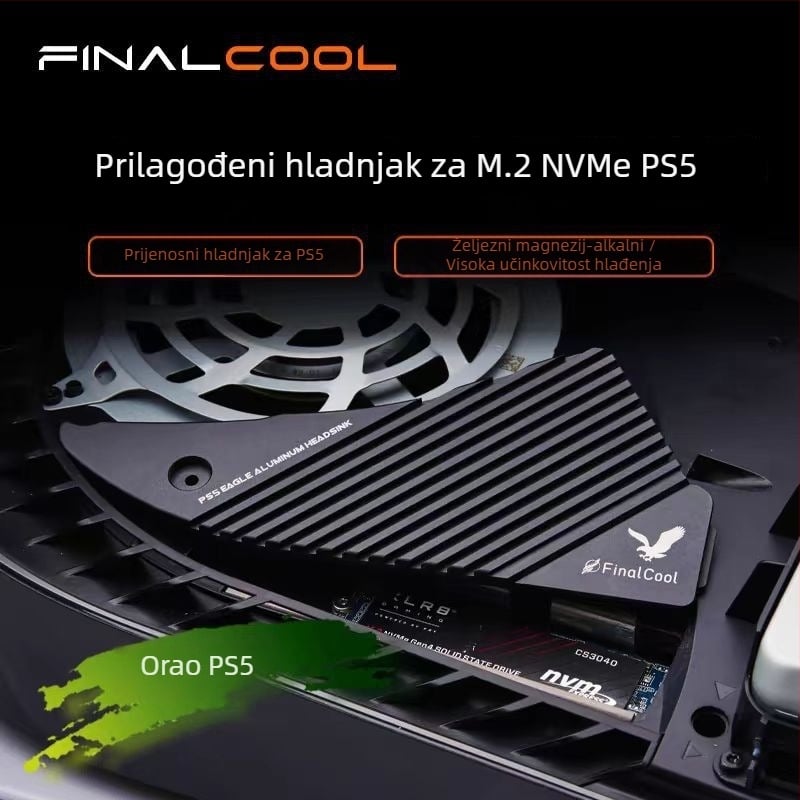 PS5 M.2 aluminijski hladnjak s 1 toplinskom cijevi — tiho hlađenje SSD-a