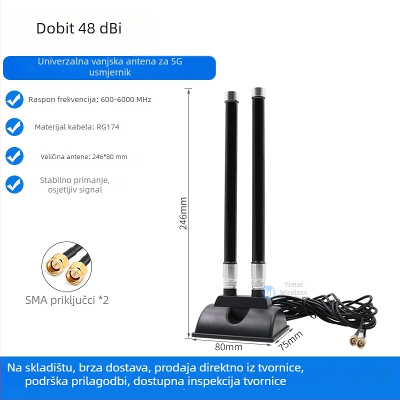 5G antena za usmjerivač CPE Pro s TS9 konektorom i vanjskim produžnim kabelom