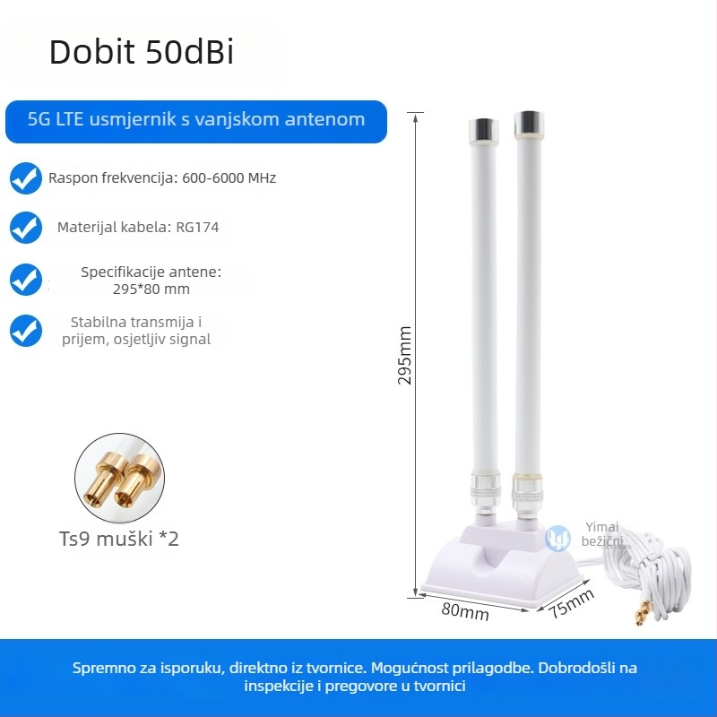 5G antena za usmjerivač CPE Pro s TS9 konektorom i vanjskim produžnim kabelom