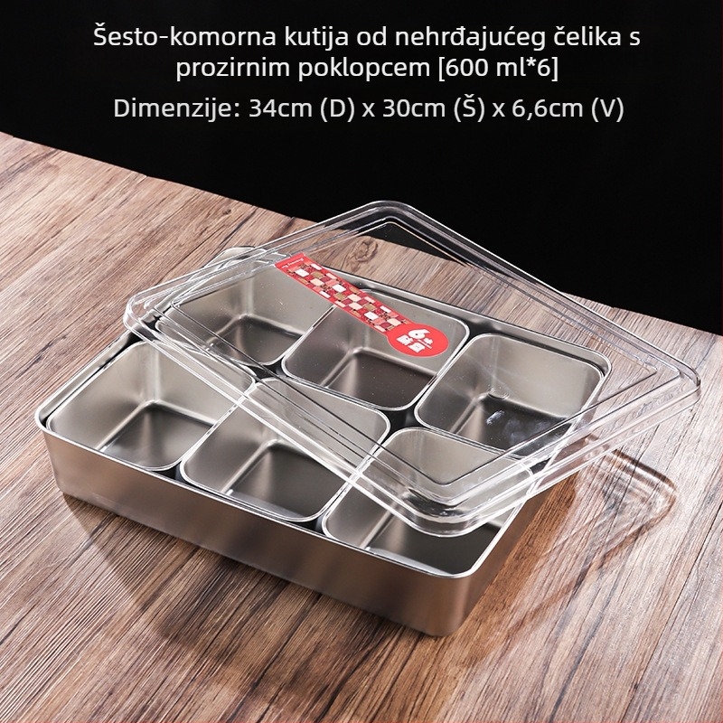 Keramička četvrtasta kutija za začine, šest odjeljaka, za komercijalnu upotrebu