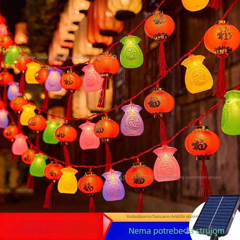 Dekorativna solarna svjetiljka – persimon oblik s vrećicom blagoslova, IP43, 110V, vijek trajanja 5000 h