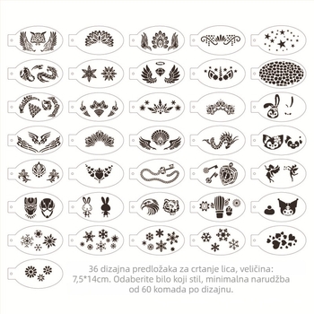 24-dijelni PET šabloni za crtanje lica za dječje Halloween zabave