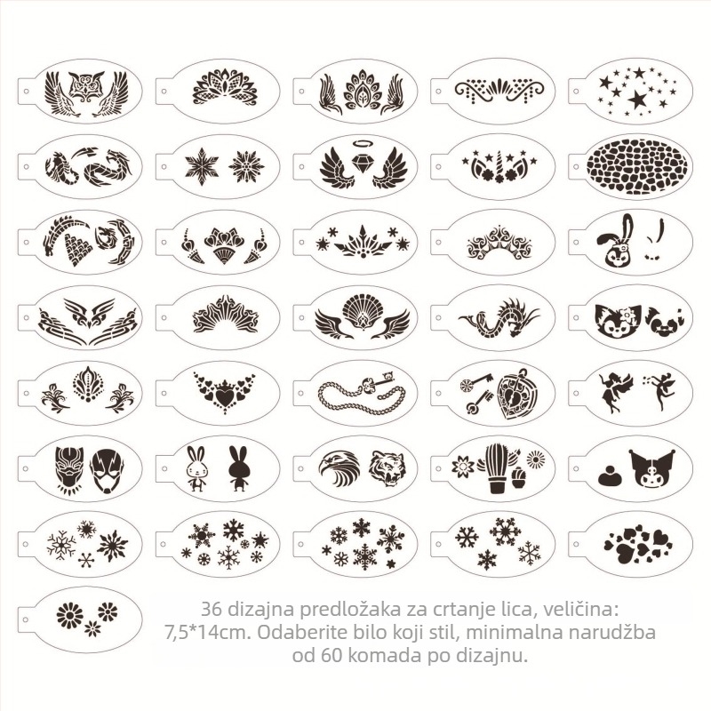 24-dijelni PET šabloni za crtanje lica za dječje Halloween zabave