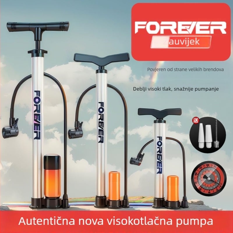 Visokotlašna ručna pumpa za bicikl, e-bike, motocikl, automobil, kućnu upotrebu i košarku – višenamjenska