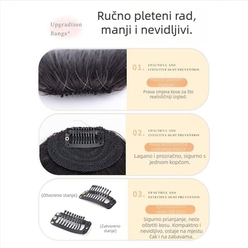 Perika s bangs - ljudske vlasi, potpuno ručno pletene, za žene, mijenja izgled, ne može se trajno oblikovati ili bojiti