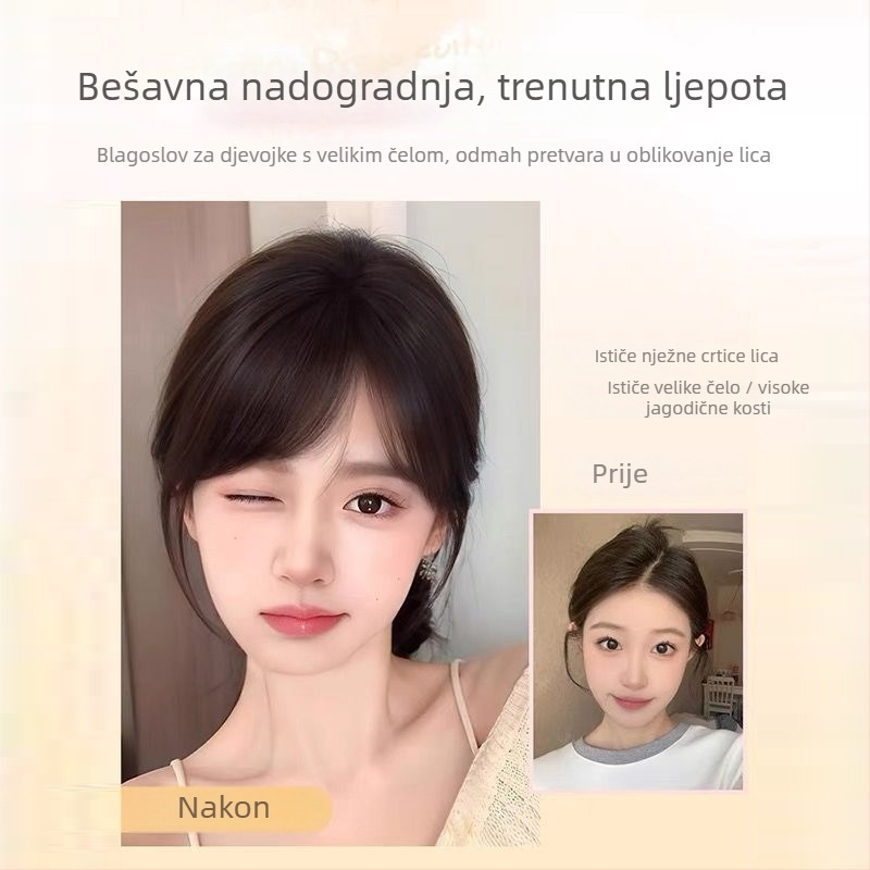 Perika s bangs - ljudske vlasi, potpuno ručno pletene, za žene, mijenja izgled, ne može se trajno oblikovati ili bojiti