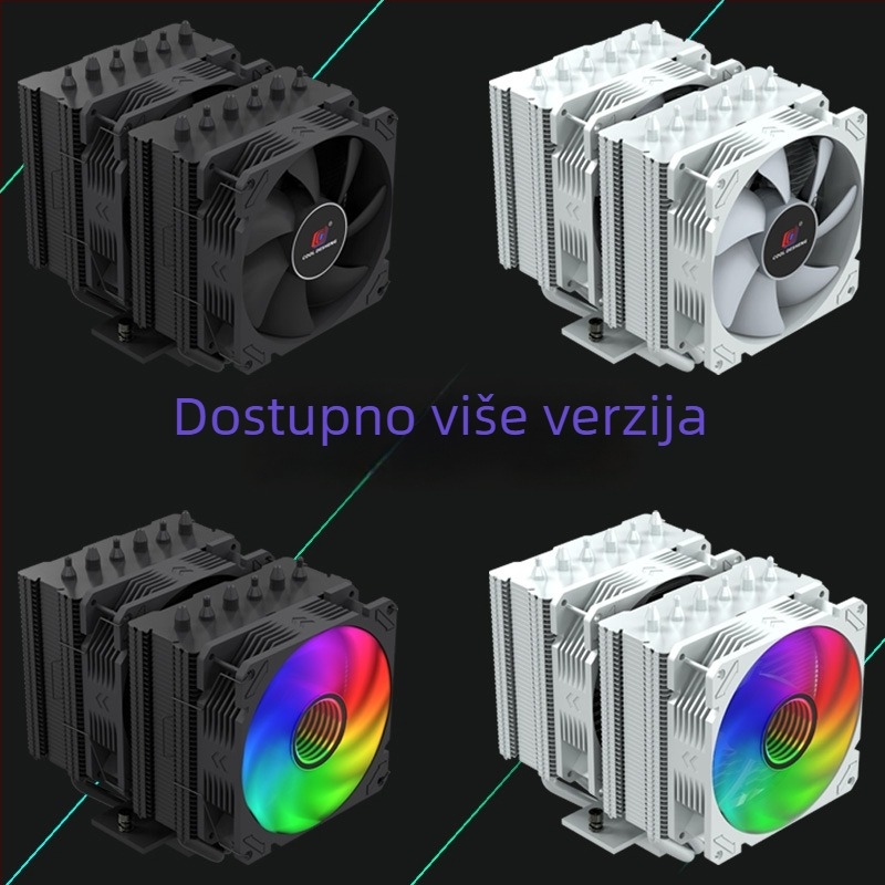 Hlađenje CPU s dvostrukim tornjem, zračno hlađenje, ARGB, šest toplinskih cijevi, dvostruki ventilator, kompatibilan s 1700/AM5