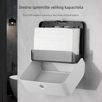 Držač kutije maramica za zid od ABS-a, bez bušenja, vodootporan, višestruka namjena, model 4015