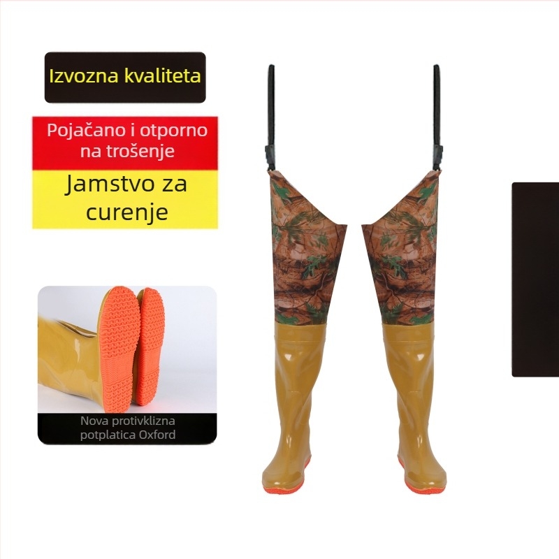 Čizme za presađivanje riže, iznad koljena, s prednjim vezivanjem, protuklizne i otporne, PVC gornji dio