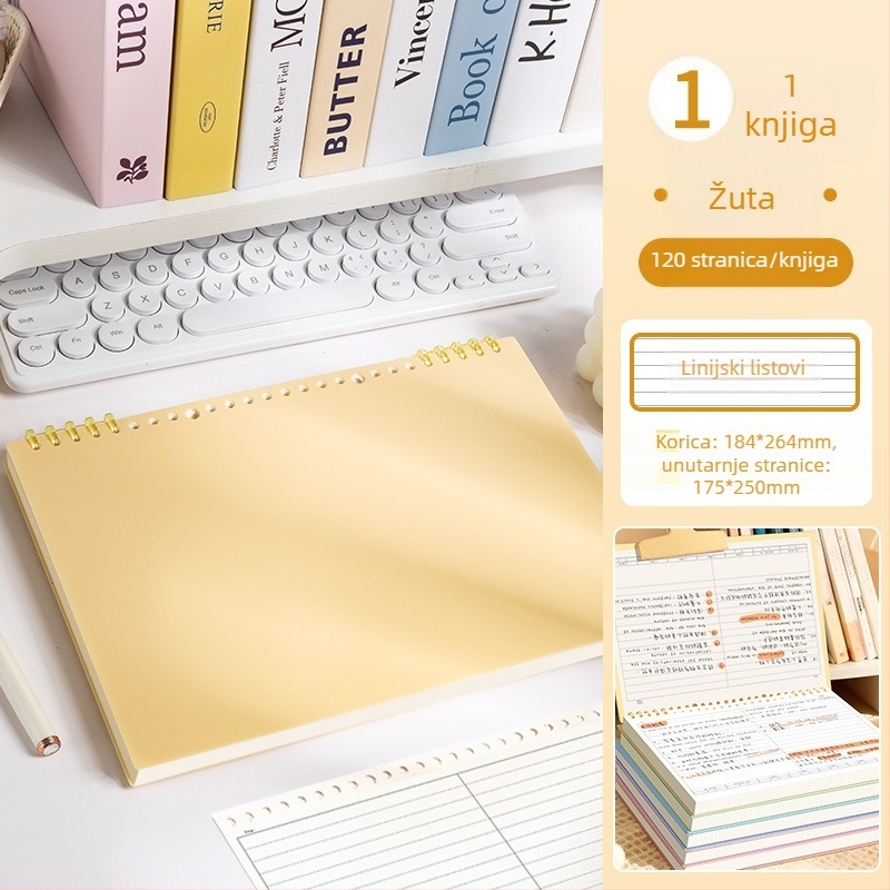 Bilježnica s odjeljcima za pogreške, s rastavljenom vezom (loose-leaf), Dowling papir 75 g, 100–200 stranica, PP korica