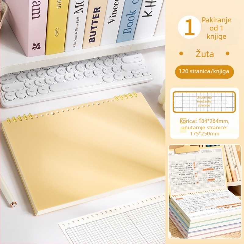 Bilježnica s odjeljcima za pogreške, s rastavljenom vezom (loose-leaf), Dowling papir 75 g, 100–200 stranica, PP korica