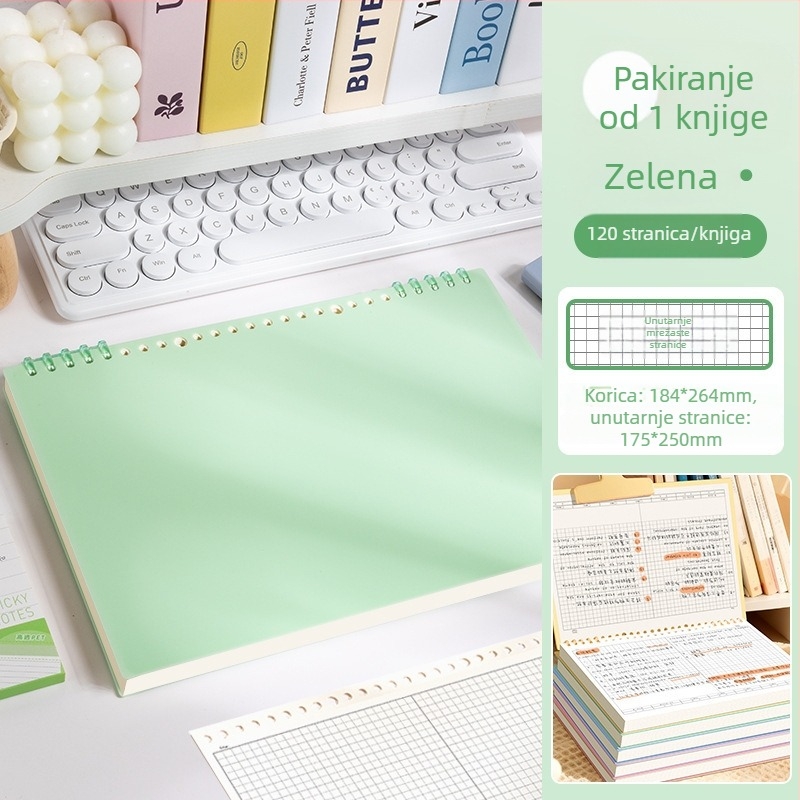 Bilježnica s odjeljcima za pogreške, s rastavljenom vezom (loose-leaf), Dowling papir 75 g, 100–200 stranica, PP korica