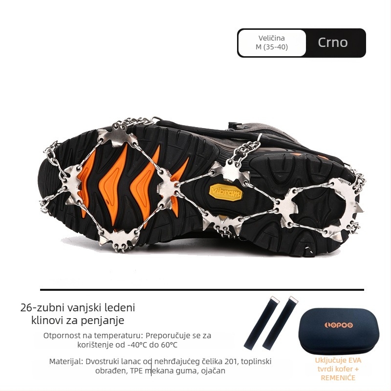 Kramponi od nehrđajućeg čelika za snijeg, s 11 i 26 zubima, protivklizni, za profesionalno planinarenje i penjanje po stijeni