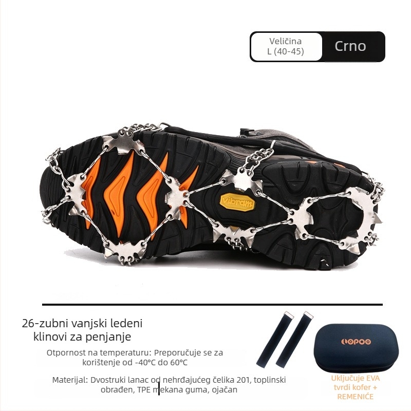 Kramponi od nehrđajućeg čelika za snijeg, s 11 i 26 zubima, protivklizni, za profesionalno planinarenje i penjanje po stijeni
