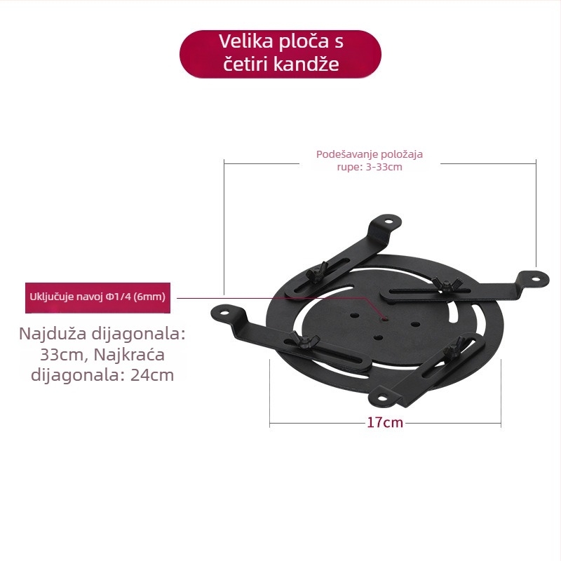 Pribor za projektorski stativ – željezna konstrukcija, nosivost 5 kg, stupac s 1 sekcijom, težina 500 g