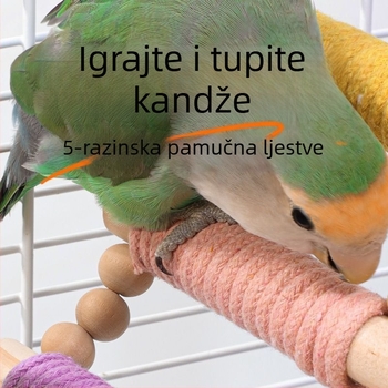Papagajski penjački ljestvica — masivno drvo s konopnim užetom, makaron dizajn — Dodatak za ptičice za odrasle