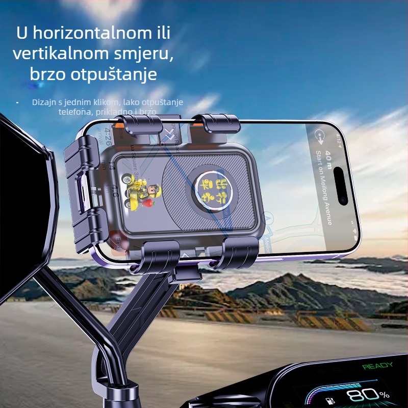Držač za telefon za bicikl/e-bike/motocikl – otporan na udarce, plastični, Tianchi, mogućnost prilagođavanja