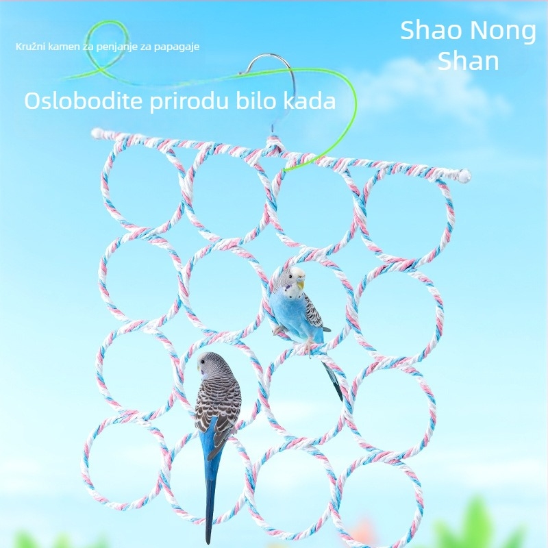 Igračka za ptice: penjačka ljestvica za papige s visećim prstenima i stalkom