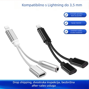 Sincerity cy-163 2-u-1 Lightning adapter za 3,5 mm audio i punjenje za Apple slušalice