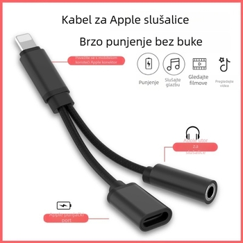 Sincerity cy-163 2-u-1 Lightning adapter za 3,5 mm audio i punjenje za Apple slušalice