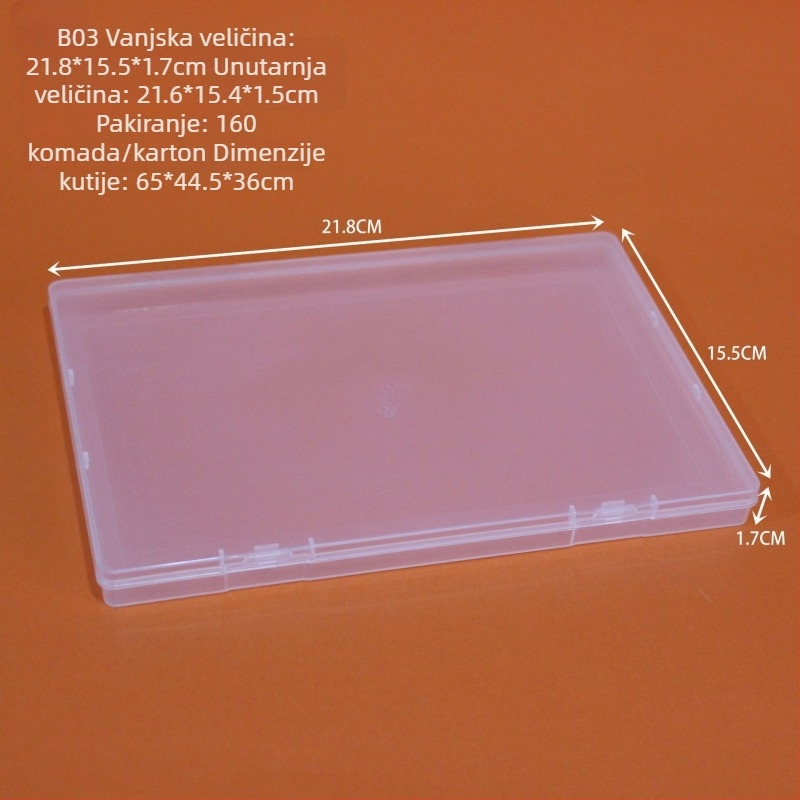 Prozirna polipropilenska stolna kutija za organiziranje nakita, uredskih potrepština i kozmetike; preklopni poklop; kapacitet 1; model B01-B04