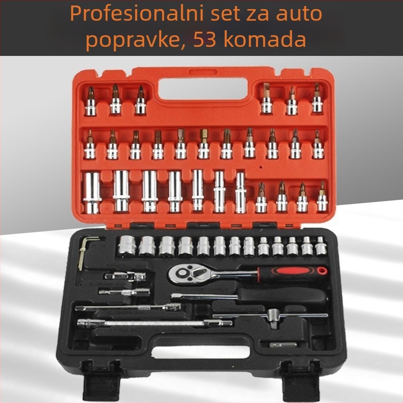 108-dijelni set alata za popravak automobila | alati od ugljičnog čelika | plastična kutija | 1,6 kg | model 108 | za popravak automobila, bicikala i kućnu upotrebu