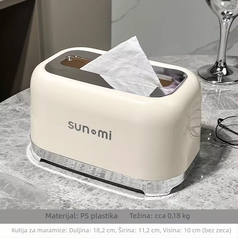 Kutija za maramice, nordijskog stila, PS plastika, otporna na prašinu, kapacitet 1 L, pogodna za dnevni boravak i restoran