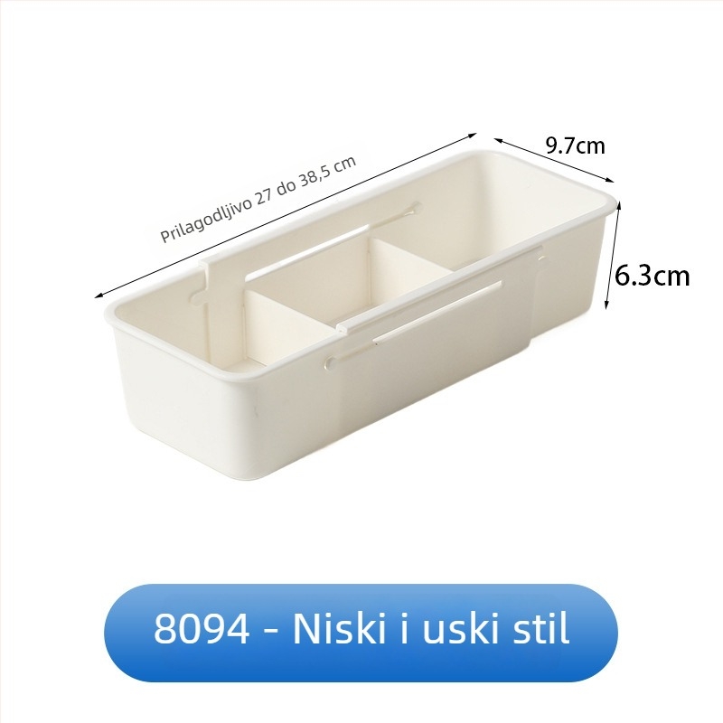 Organizator za ladicu, japanski stil, s odjeljcima, PP plastika, kapacitet 2 L, modeli 8094 uski i 8095 široki