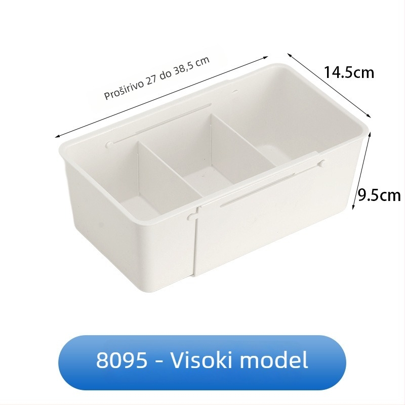 Organizator za ladicu, japanski stil, s odjeljcima, PP plastika, kapacitet 2 L, modeli 8094 uski i 8095 široki