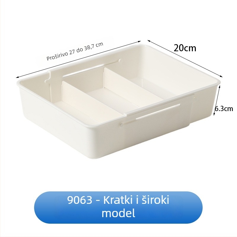 Organizator za ladicu, japanski stil, s odjeljcima, PP plastika, kapacitet 2 L, modeli 8094 uski i 8095 široki