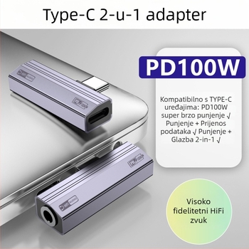 Huaynag electronic C2cfaf USB-C audio pretvarač za mobilne uređaje — 3,5 mm audio izlaz i napajanje, 2-u-1, kompatibilan s iPhone 17 i drugim USB-C uređajima