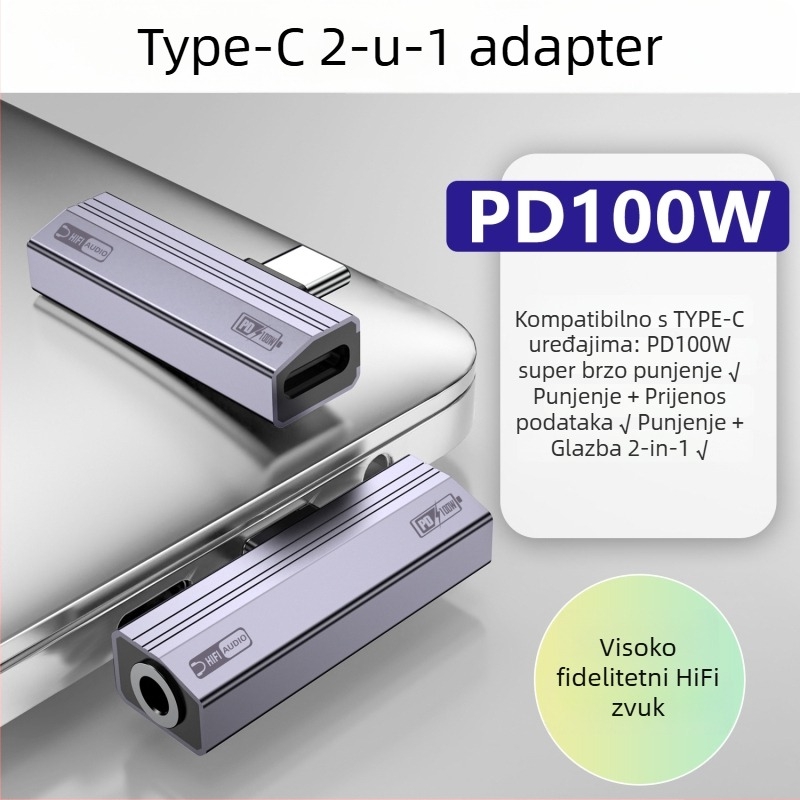 Huaynag electronic C2cfaf USB-C audio pretvarač za mobilne uređaje — 3,5 mm audio izlaz i napajanje, 2-u-1, kompatibilan s iPhone 17 i drugim USB-C uređajima