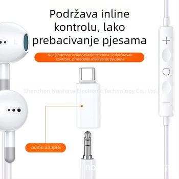 Vanjska USB-C zvučna kartica, digitalni audio adapter 3,5 mm na Type-C, podržava punjenje, reprodukciju glazbe i pozive, kompatibilno s Huawei