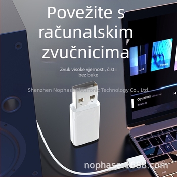 Vanjska USB-C zvučna kartica, digitalni audio adapter 3,5 mm na Type-C, podržava punjenje, reprodukciju glazbe i pozive, kompatibilno s Huawei