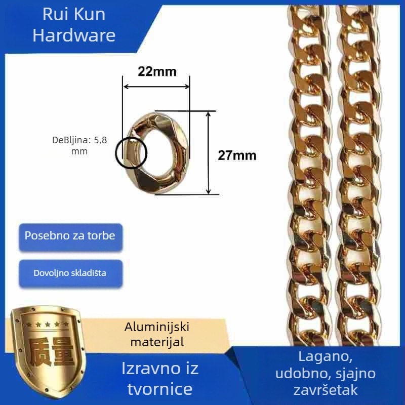 Aluminijski dekorativni lanac za torbe s elektroplatiranjem — Vrsta: Lanac; Obrada: Elektroplatiranje; Materijal: Aluminij; Čistoća: 800 Srebro; Prilagodba: Da; Proljeće 2025