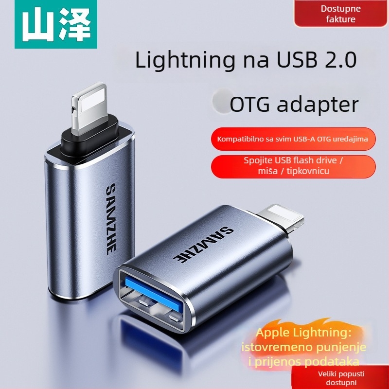 Lightning na USB-OTG adaptor s USB-C PD napajanjem za mobilne telefone